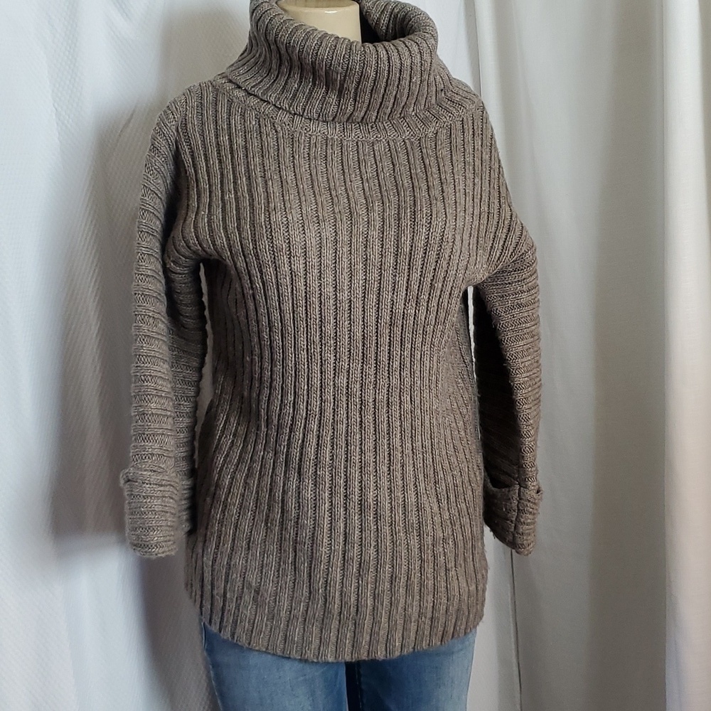 Soft Surroundings Wool Blend Sweater Cowl Neck 3/4 Bell Sleeve Cozy Size S